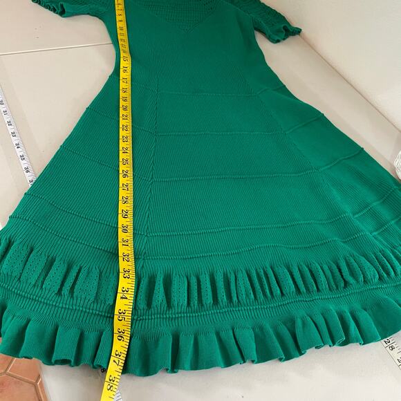 Maeve By Anthropologie Kelly Green Knit Fitted Retro Dress size Medium - Picture 8 of 12